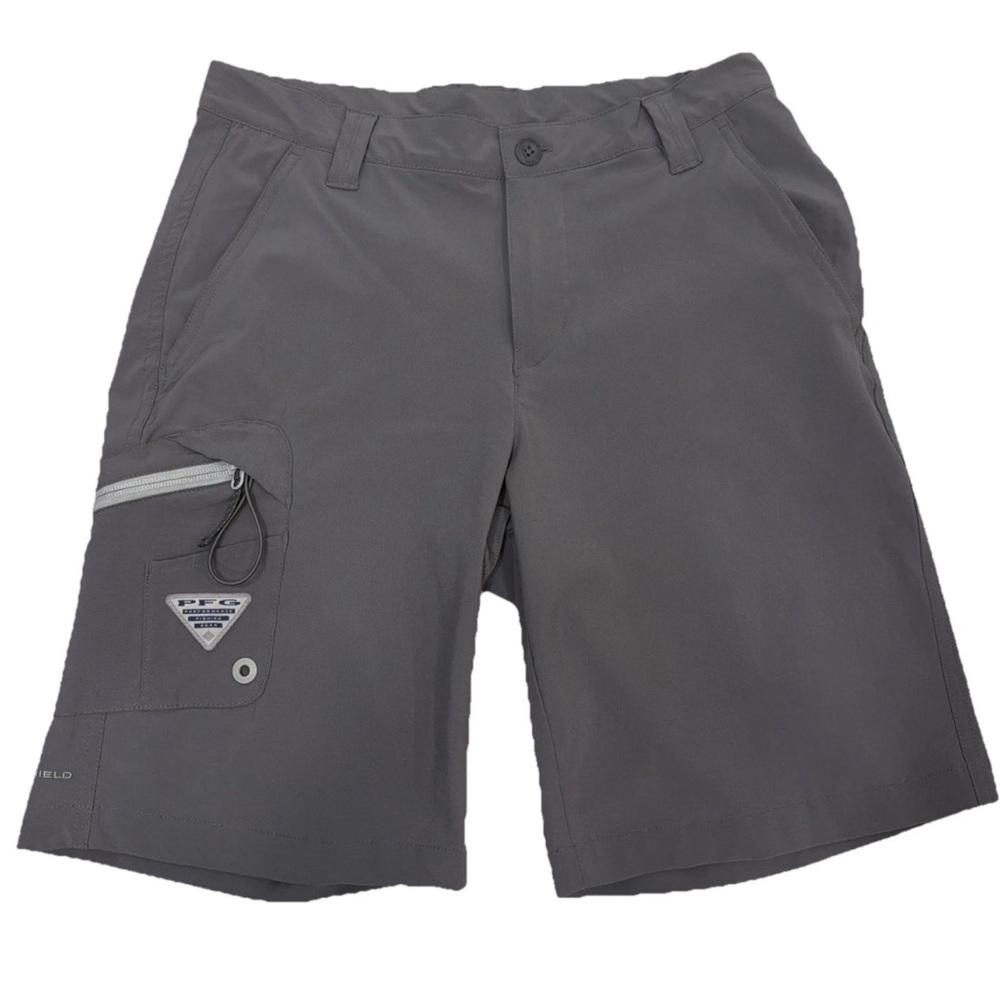 Columbia PFG Mens Omni Shield Shorts Gray Size 30  Zipper Pocket